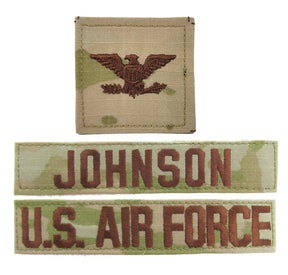 3 Piece OCP Name Tape & Rank Package - Air Force Colonel