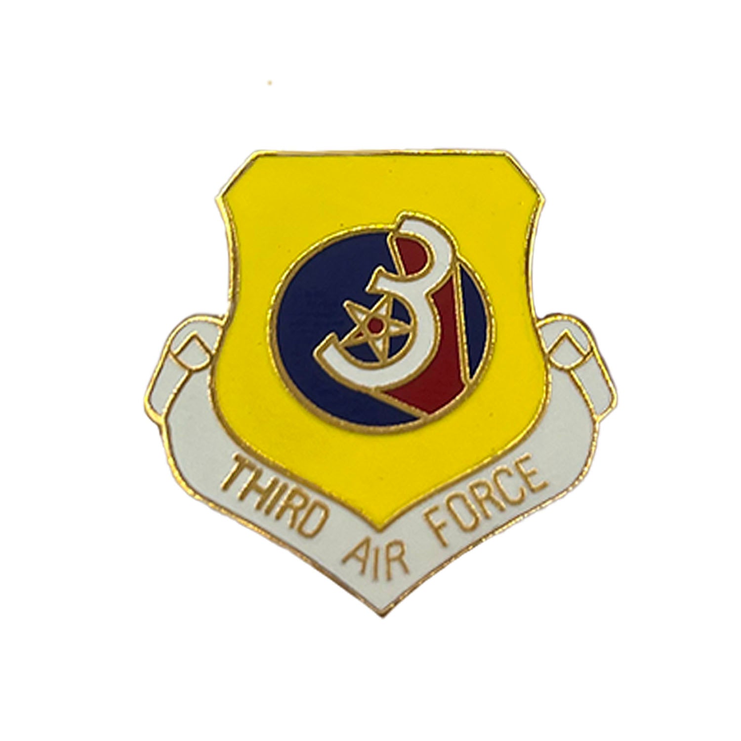 Third Air Force Yellow Red and Blue Metal Pin