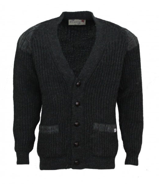 Laird Chunky Knit Cardigan Patch Pockets - Harris Tweed Patches