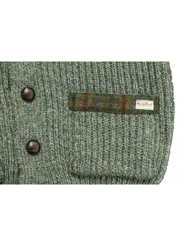 Laird Chunky Knit Cardigan with Patch Pockets - Harris Tweed Patches