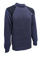 Gamekeeper Chunky Crew Neck Sweater with Harris Tweed Patches