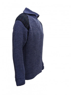 Crofter Chunky 1/4 Zip Neck Sweater - Harris Tweed Patches