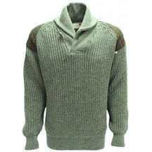 Byreman Chunky Knit Shawl Collar Sweater - Harris Tweed Patches