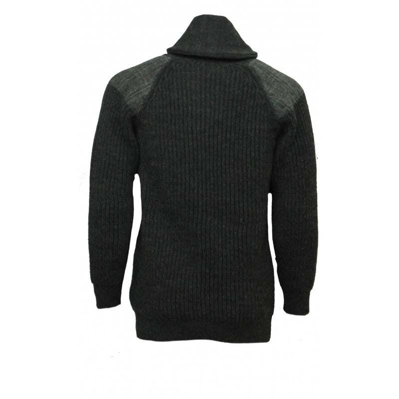 Byreman Chunky Knit Shawl Collar Sweater - Harris Tweed Patches