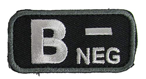 Blood Type Patches - Mil-Spec Monkey BLACK (B- NEGATIVE)