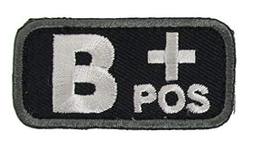 B POSITIVE Blood Type Patch - BLACK