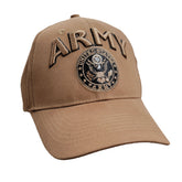 Army 3D Text Ballcap with Seal Emblem Logo - COYOTE BROWN