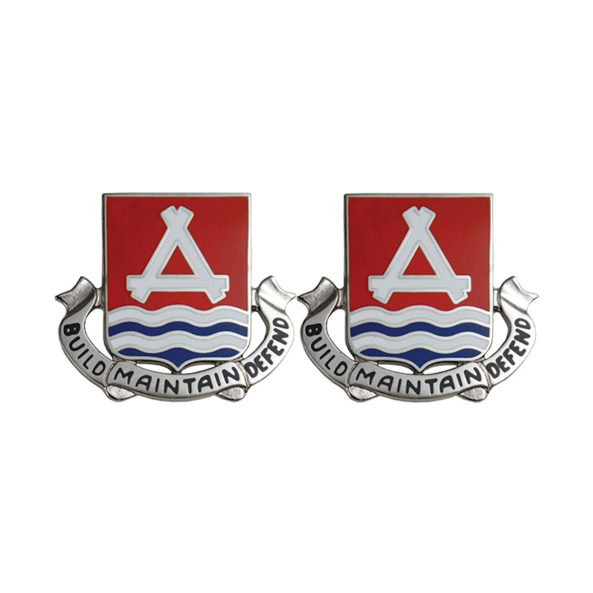 841st ENGINEER BATTALION Distinctive Unit Insignia - Pair - BUILD MAINTAIN DEFEND