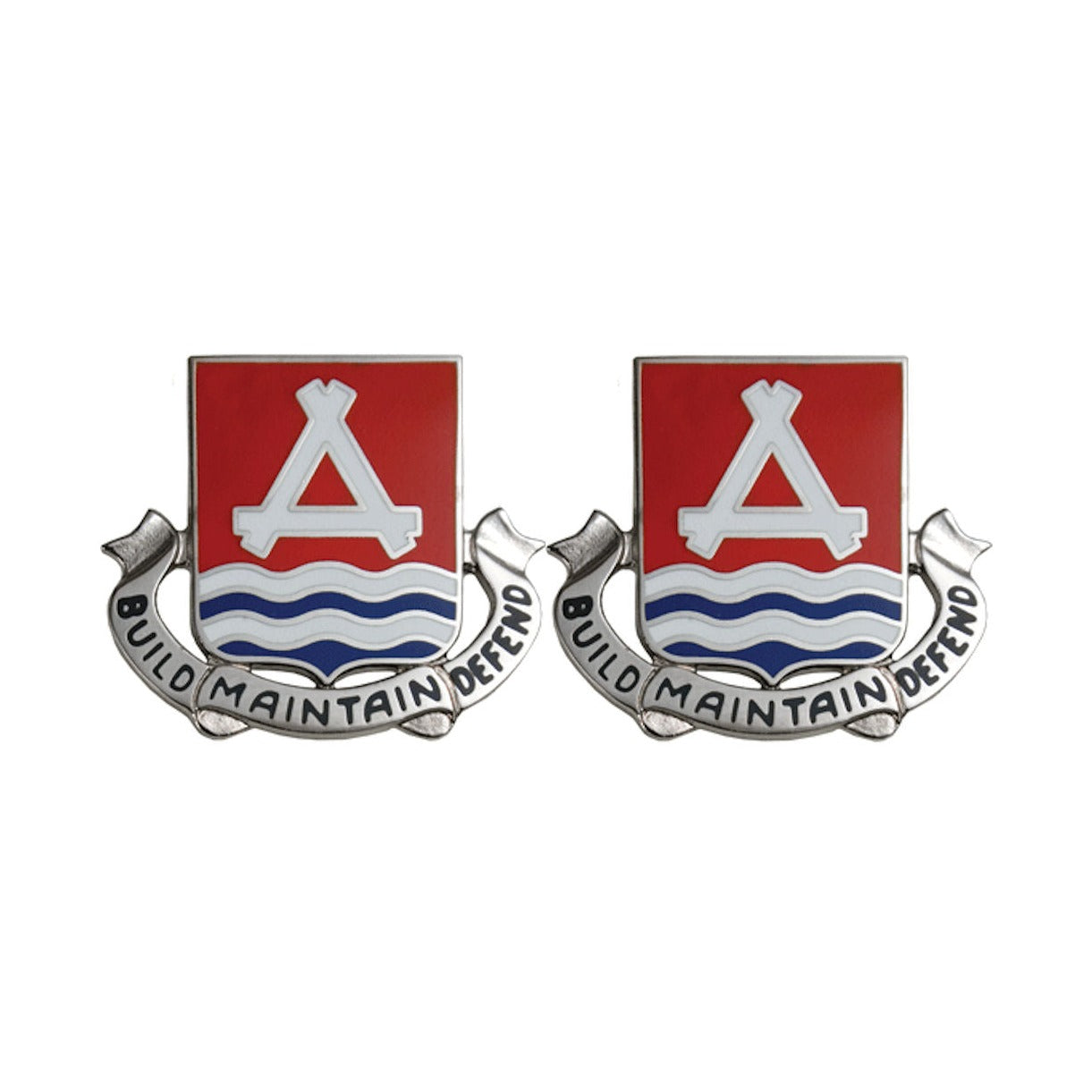 841st ENGINEER BATTALION Distinctive Unit Insignia - Pair - BUILD MAINTAIN DEFEND