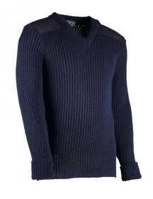 York Woolly Pully Vee Neck Sweater with Patches with Epaulets