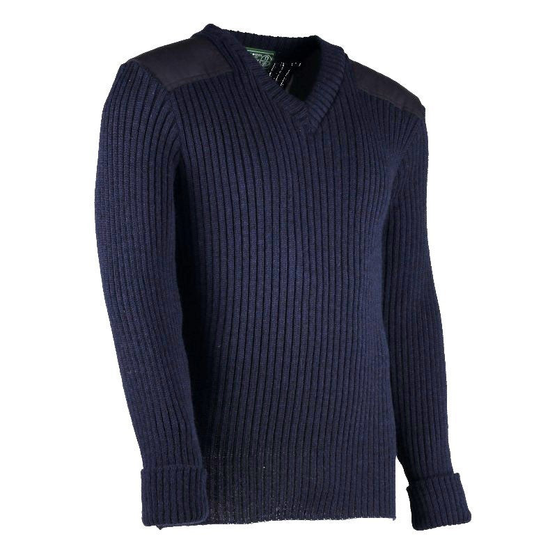 TW Kempton York Woolly Pully Vee Neck Sweater with Patches