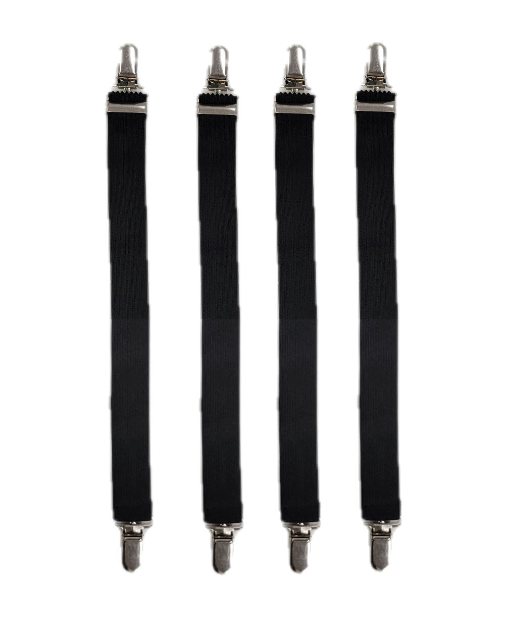 Standard Shirt Stays with Locking Clamps - BLACK (4 PIECE)