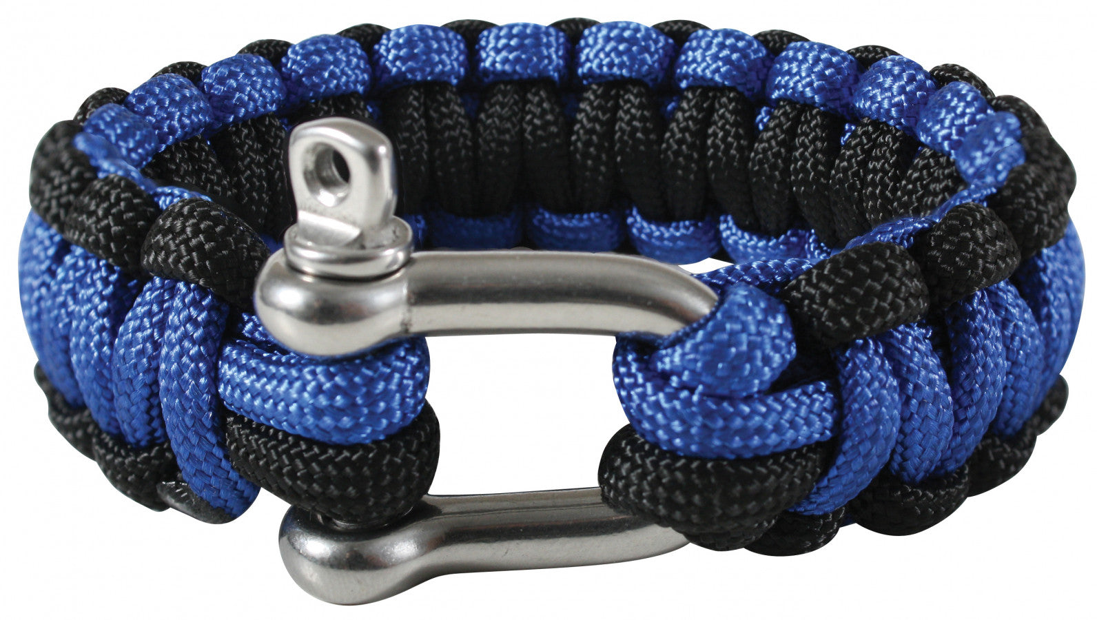 CLEARANCE - Rothco Paracord Bracelet with D-Shackle - Blue/Black