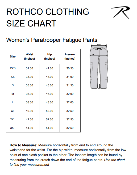 Rothco Womens Unwashed Camo Paratrooper Fatigue Pants