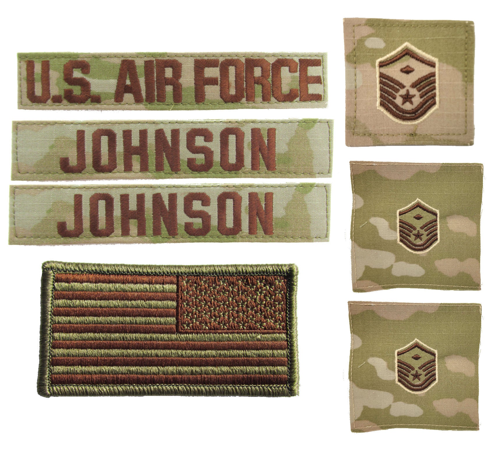 Air Force OCP Name Tape and Rank 3 Color OCP E7 1sgt