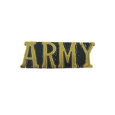 army spelled out in gold and black metal pin