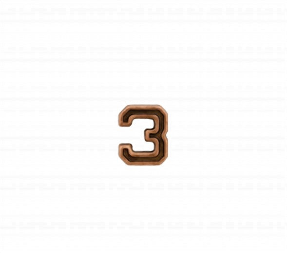 Bronze Number Three (3) Ribbon Device - 3/16 inch