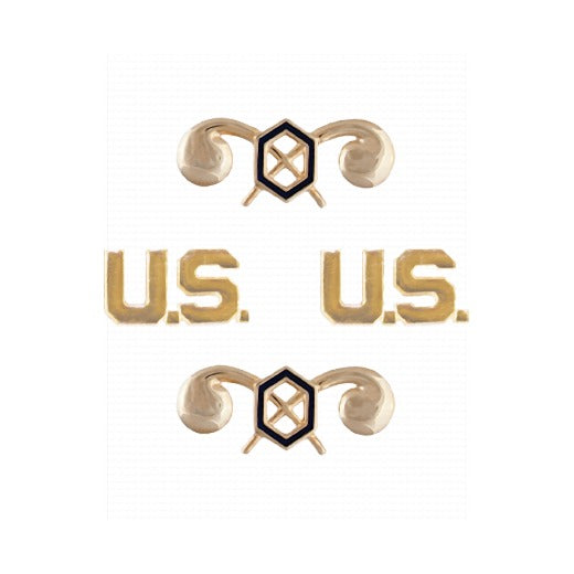 Chemical Officer Branch Insignia Set with U.S. Letters