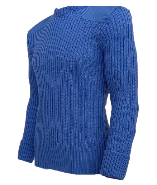 British Commando Sweater Woolly Pully CREW Neck with Epaulets - Various Colors