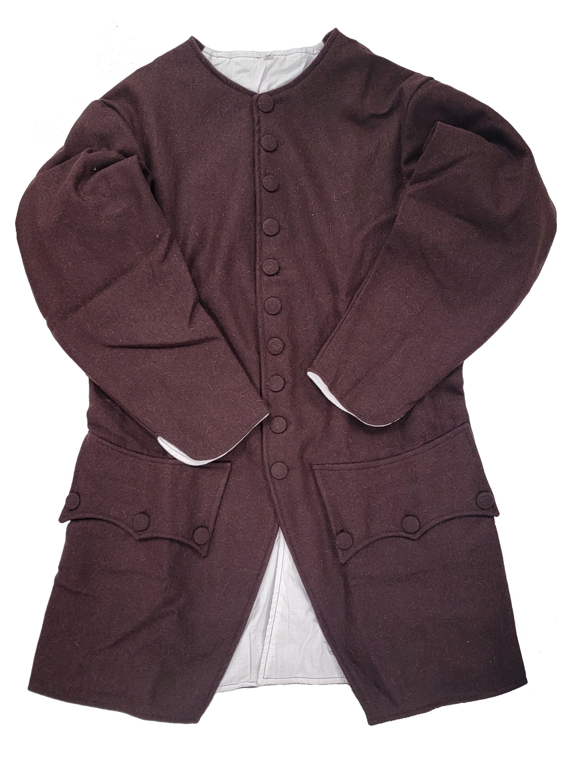 Colonial Civilian Sleeved Waistcoat Jacket - Wool Collarless Coat