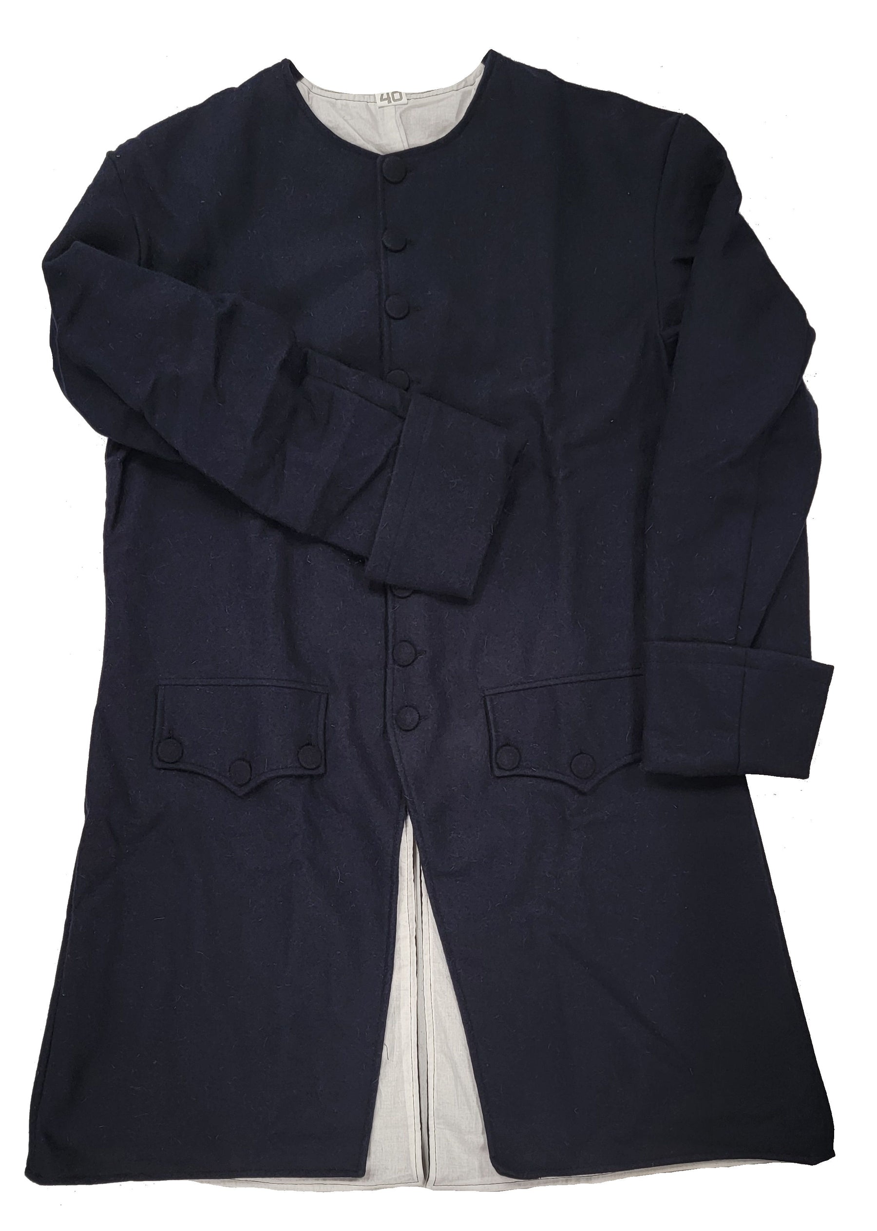 Colonial Civilian Sleeved Frock Coat - Wool Collarless Coat