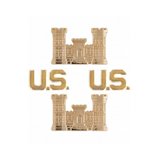 Engineer Officer Branch Insignia Set with U.S. Letters
