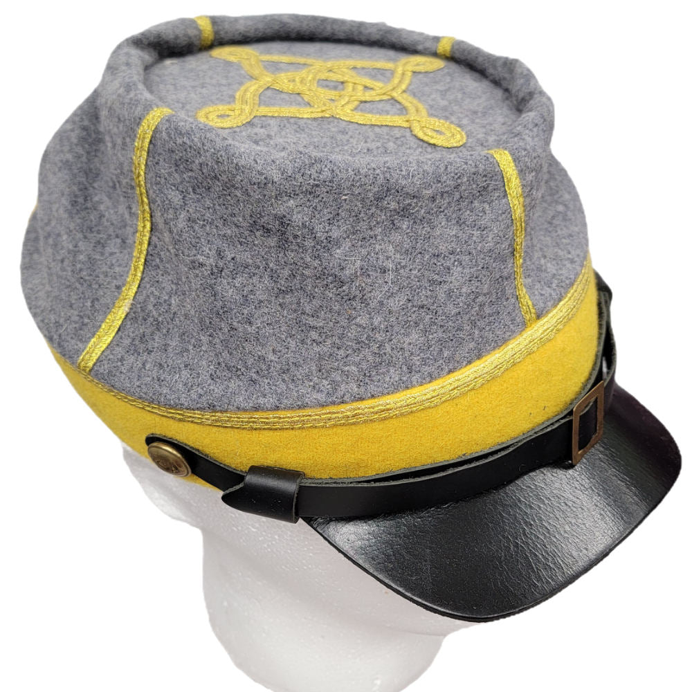 Civil War Kepi Officer Cap CSA with Quatrefoil Design - GREY