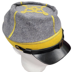 Civil War Kepi Officer Cap CSA with Quatrefoil Design - GREY