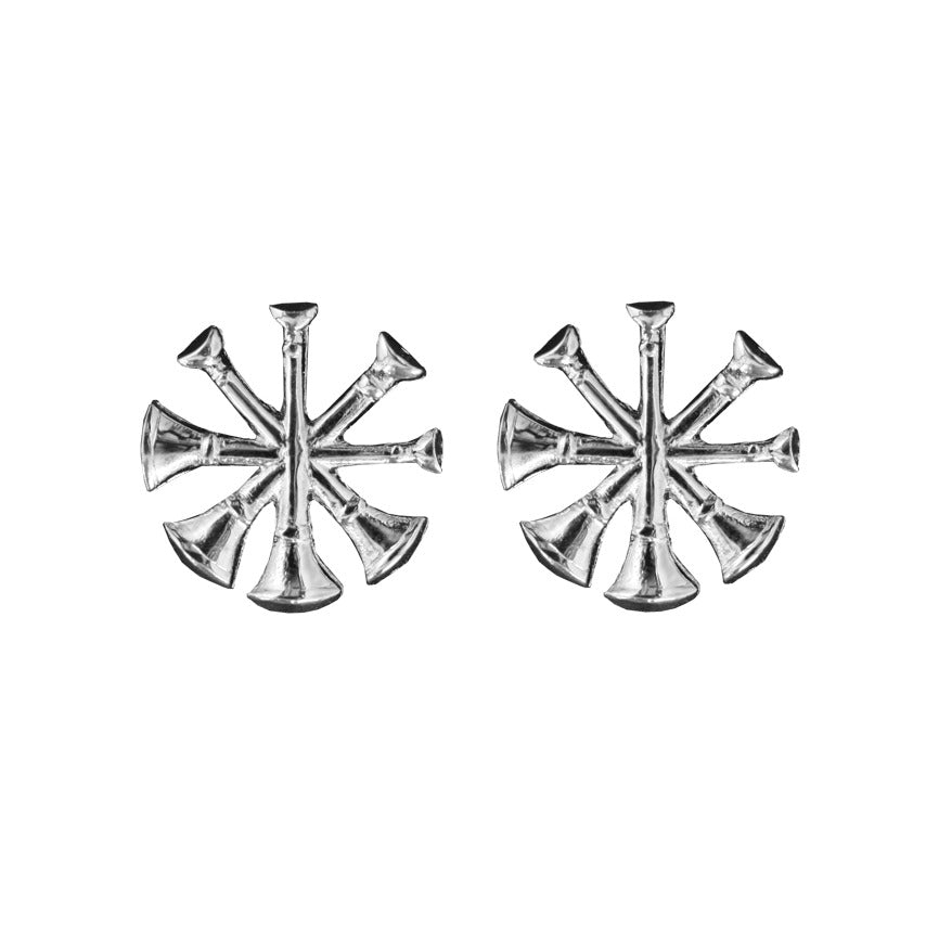 Four Bugles Collar Device - No Shine Metal Pin-On