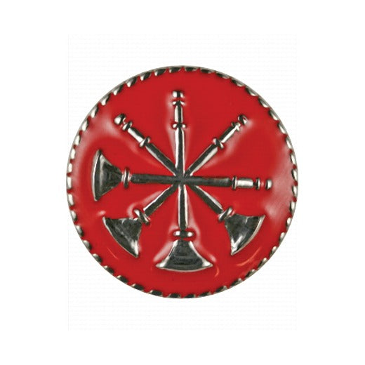 Four Bugles Crossed Collar Device - Red Enamel Disk