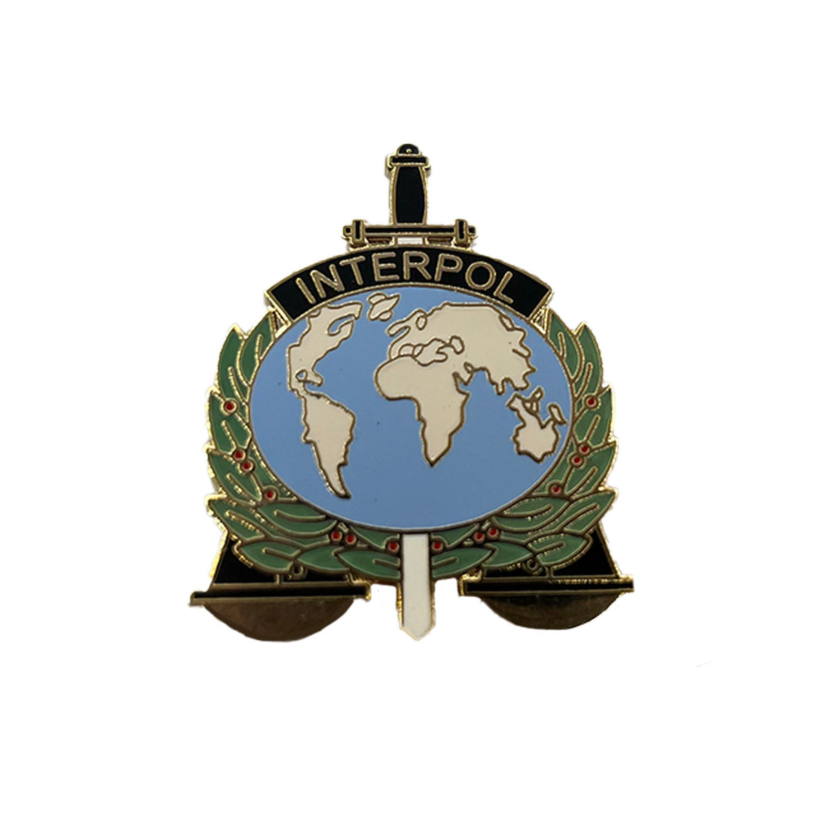 Interpol globe metal pin