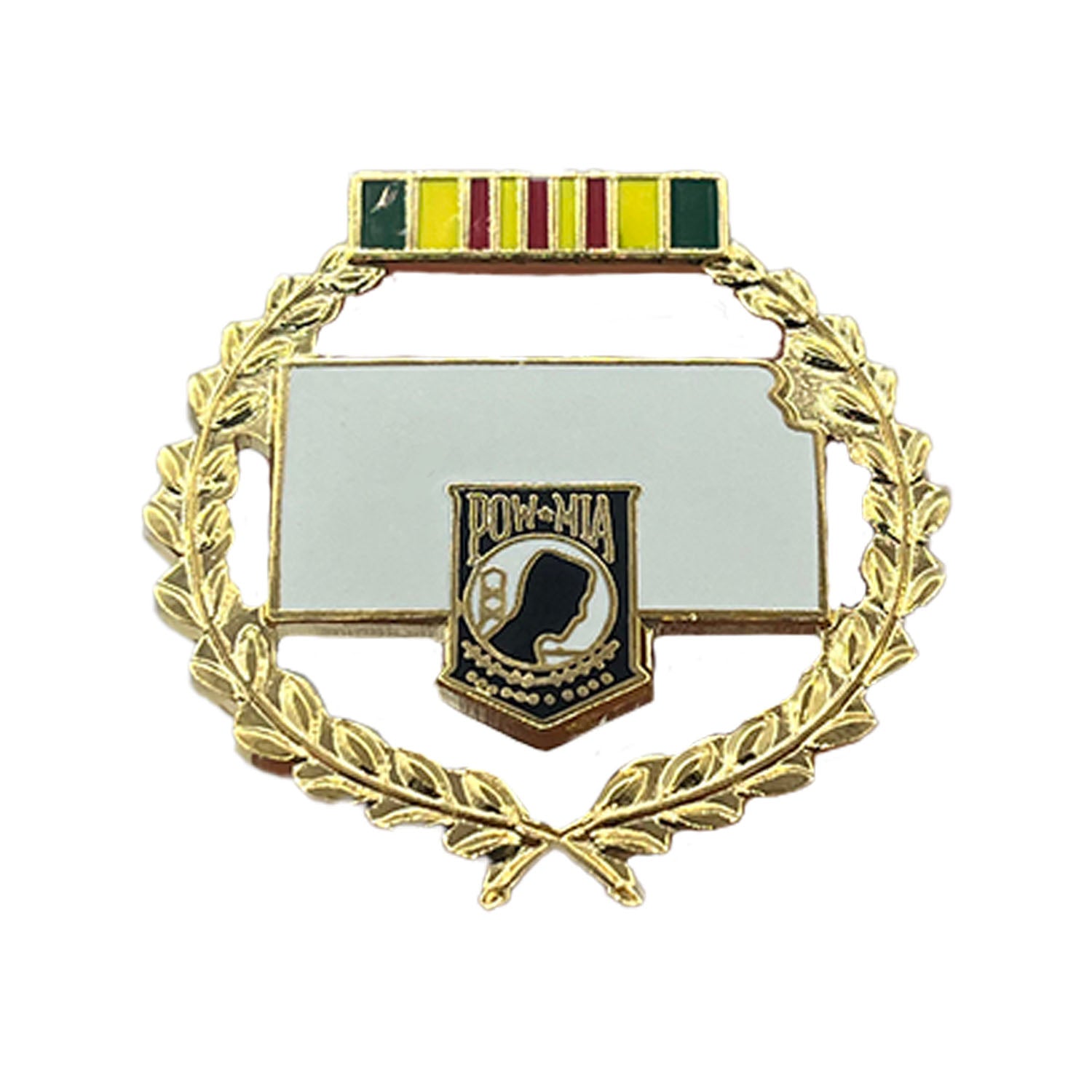 Kansas Pow Gold, Red, Yellow and Green Metal Pin