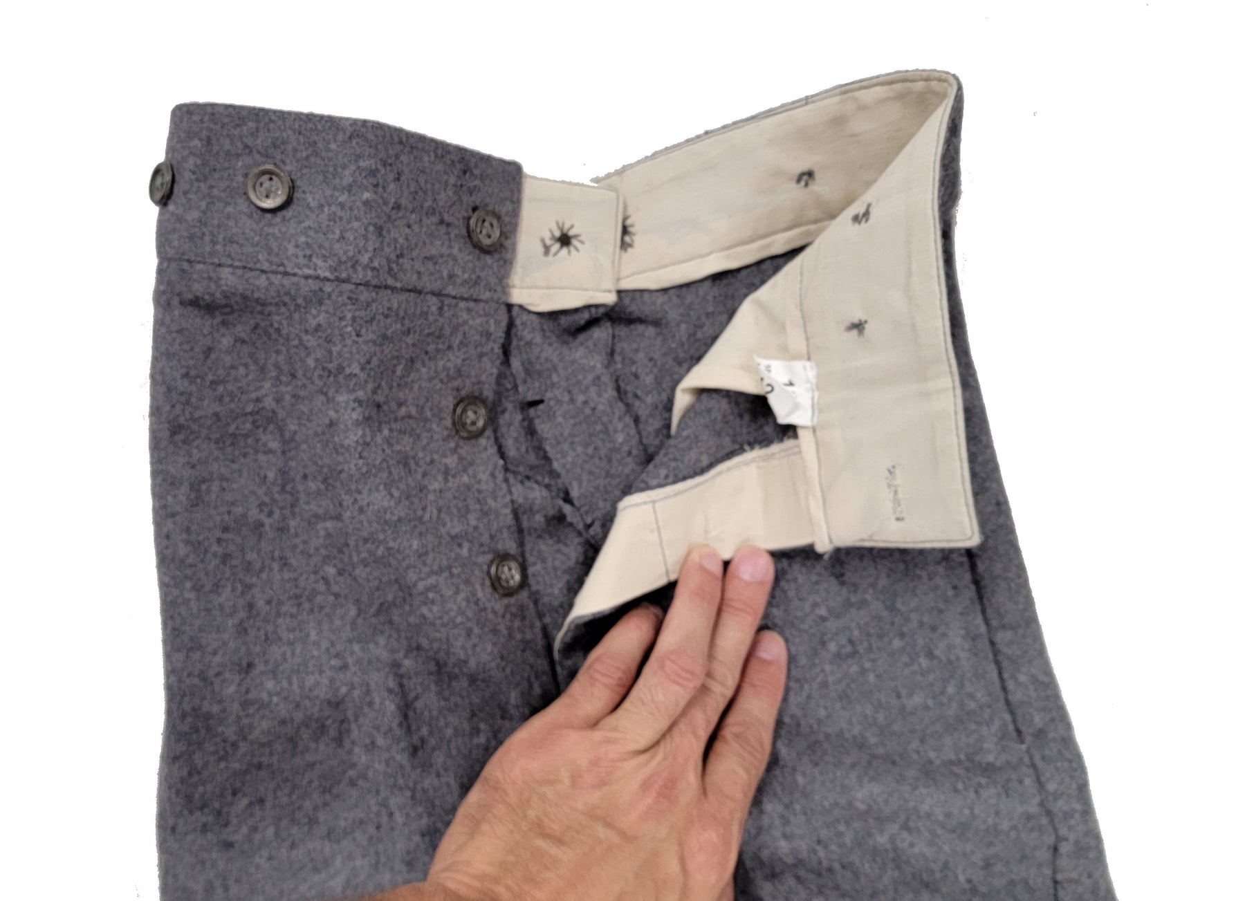thumbnail image 2 of Civil War Grey CS Officer Trousers - 1/8 Yellow/Red/Sky/Navy/Off White/Black Trim 2 of 5