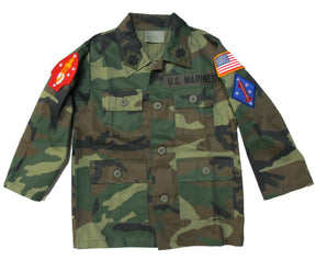 CLEARANCE - Kids Woodland Camo BDU Shirt with Patches