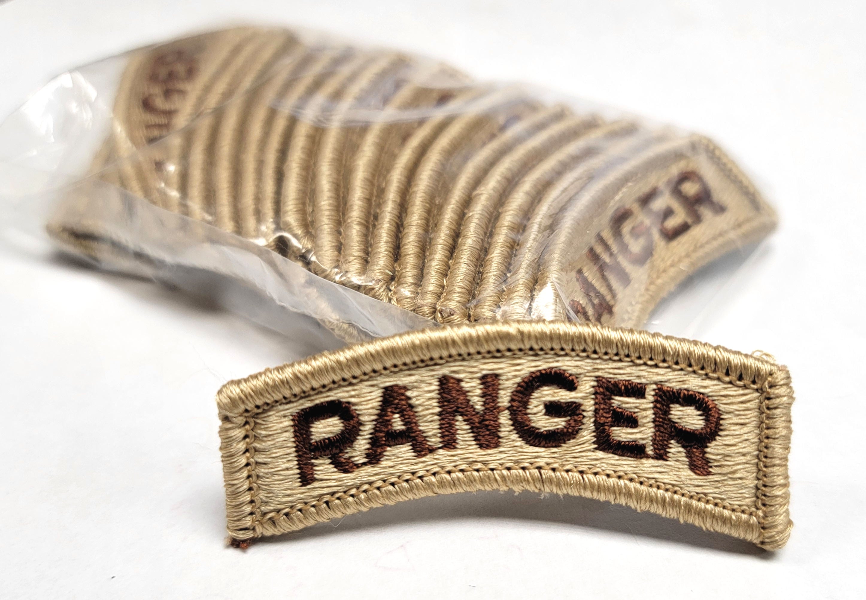 Custom Ranger Tabs Pack of 20 - U.S. Army Ranger Tab Patches - Desert DCU SEW-ON