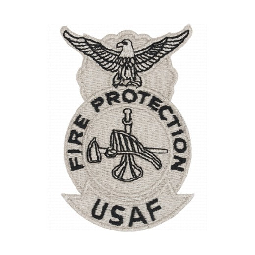 Metallic USAF Fire Protection Badge - Firefighter Bugle Hat and Axe