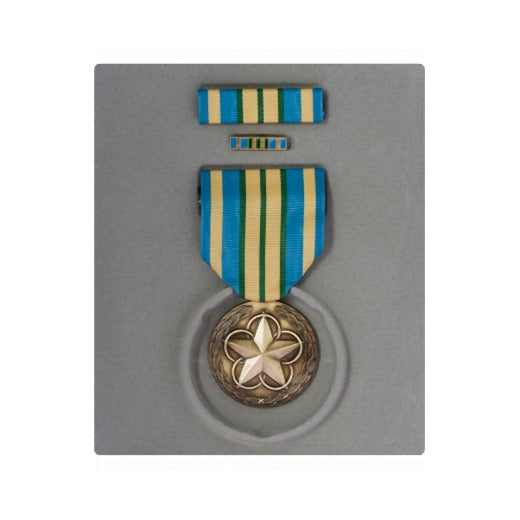 Military Outstanding Volunteer Service Full Size Medal Box Set with Lapel Pin