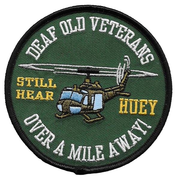 Deaf Old Veterans Huey USMC Sew-On Patch - Over a Mile Away