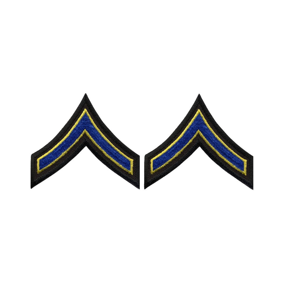 PFC Chevrons - Royal with Medium Gold on Black