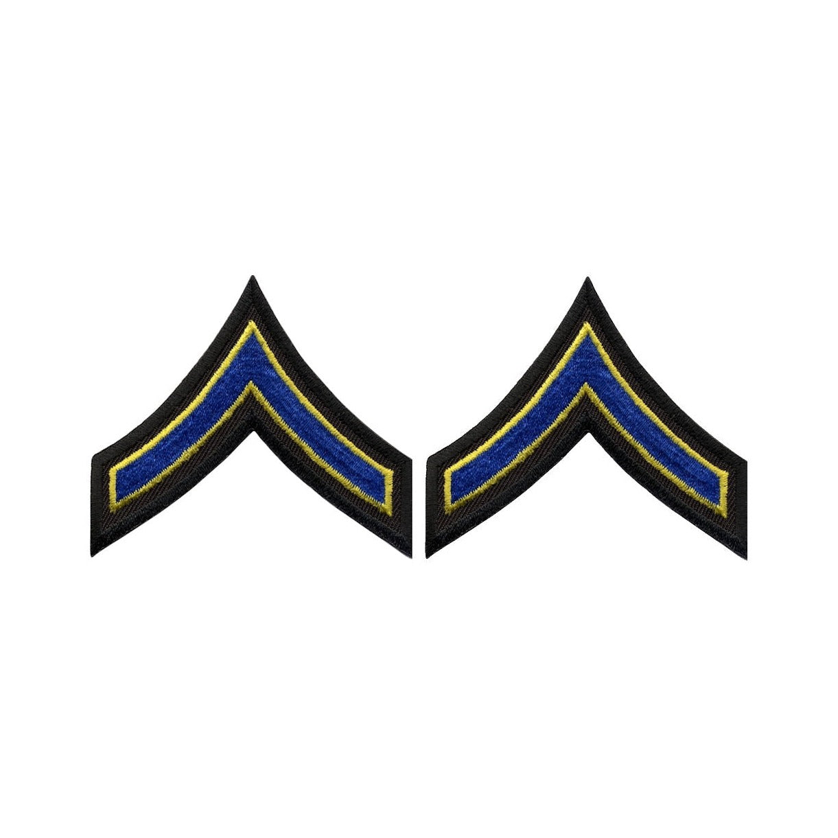 PFC Chevrons - Royal with Medium Gold on Black