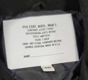 OPEN BOX - Men's Wool U.S. Navy Pea Coat - Dark Navy Size 46 – Made in U.S.A.