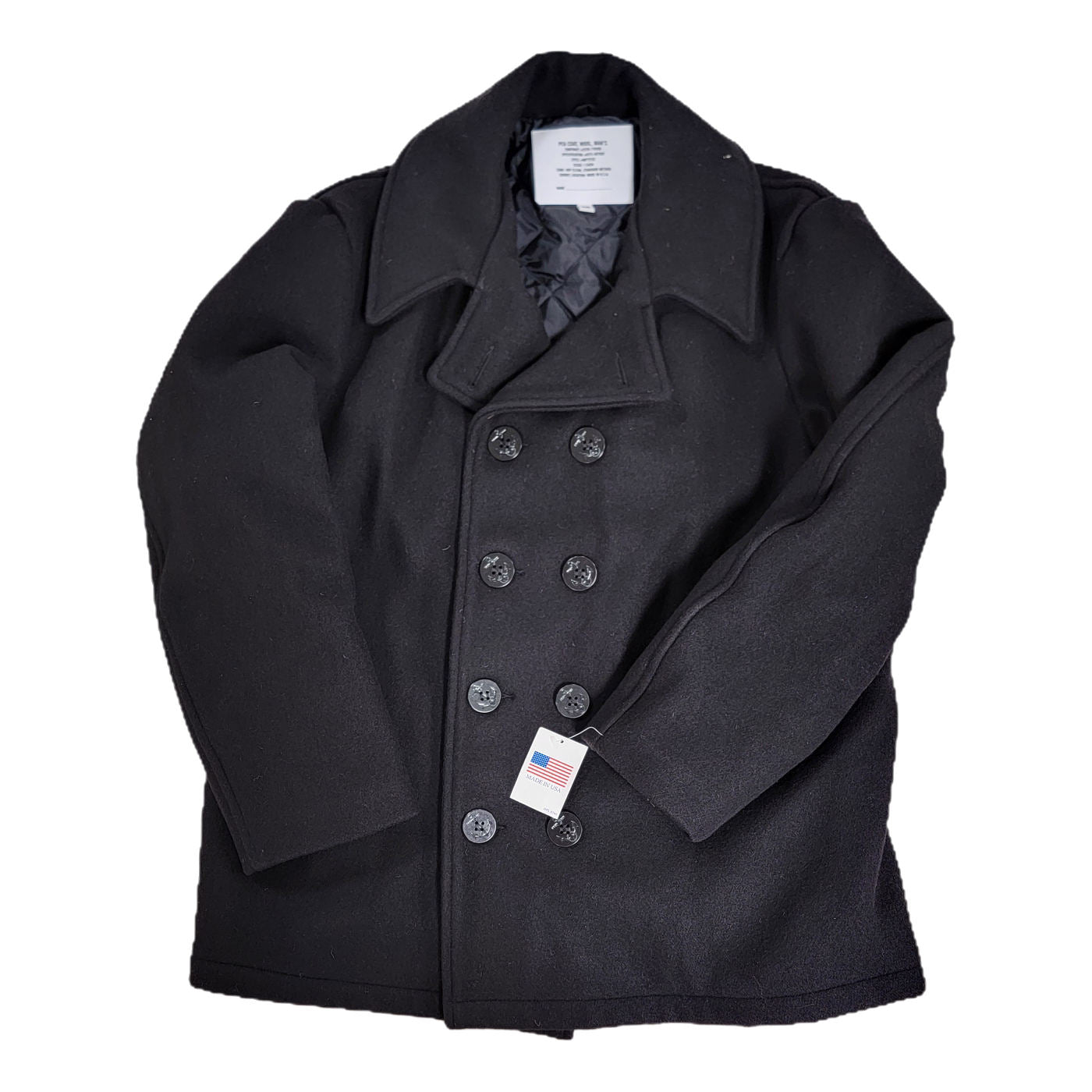 OPEN BOX - Men's Wool U.S. Navy Pea Coat - Dark Navy Size 46 – Made in U.S.A.