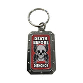 Skull Death Before Dishonor Red/Silver Metal Key Chain