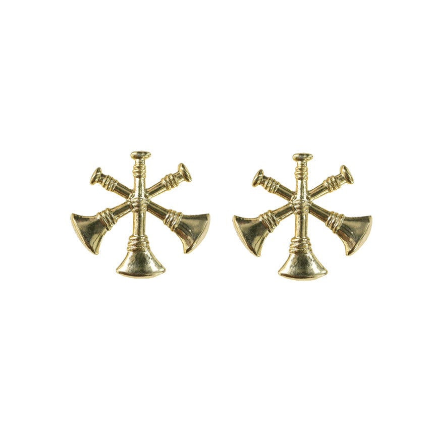 Three Bugles Collar Device - No Shine Metal Pin-On