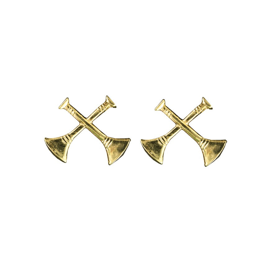 Two Bugles Collar Device Crossed - No Shine Metal
