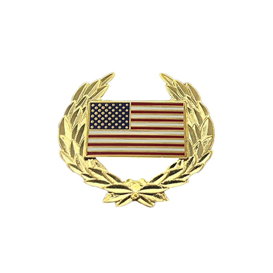 US Flag Wreath Small Hat Pin