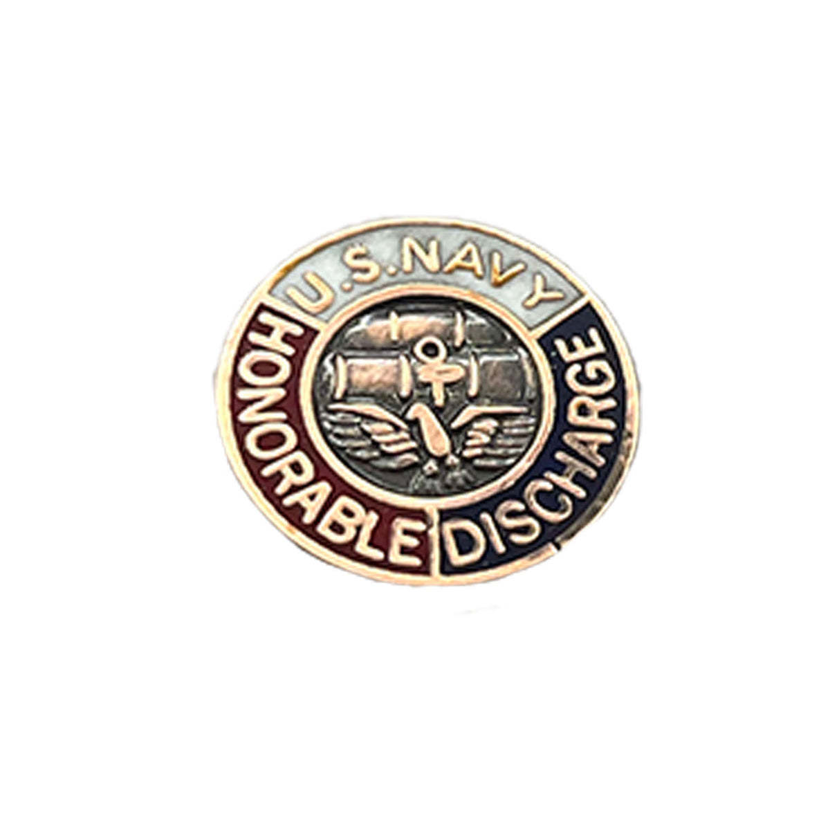 U.S. Navy Honorable Discharge Red White and Blue Metal Pin