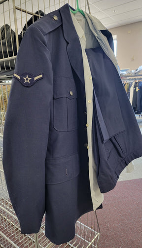 Vintage 1970s U.S. Air Force Dress Blue Tropical Poly/Wool Uniform Jacket and Pants