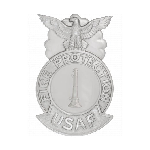 USAF Engineer Fire Badge - Metal CHROME One Bugle - Joint Back