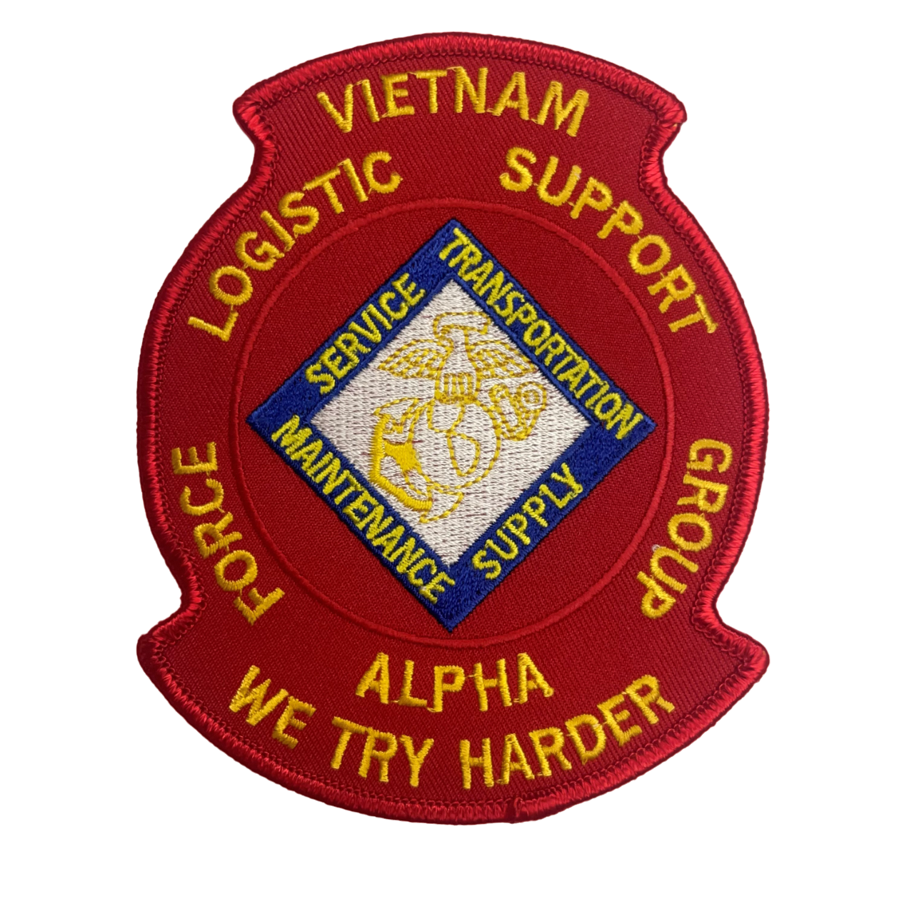 USMC Force Logistics Support Group - Alpha - "We Try Harder" - Sew-On Patch